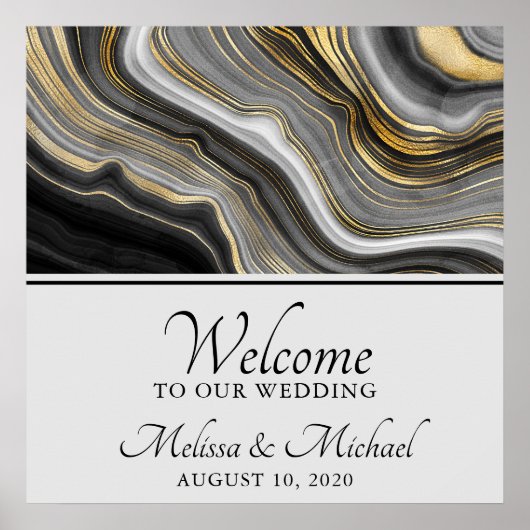 Poster Géode moderne Gold & Grey Agate Géode Gris Géode A (Devant)