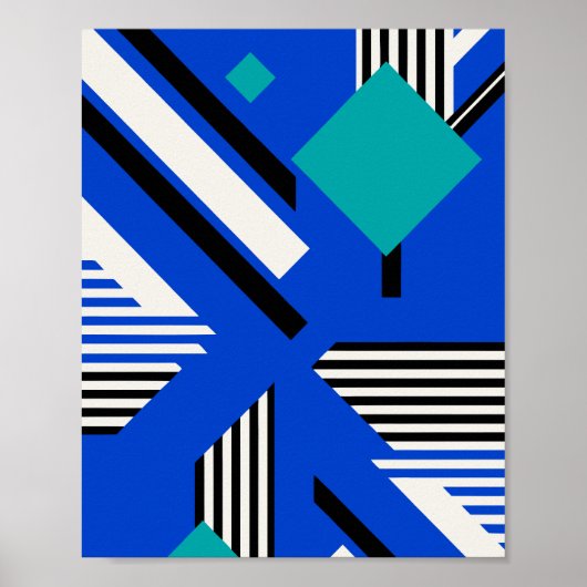Poster Geometric Art with Diamonds and Striped Lines (Devant)
