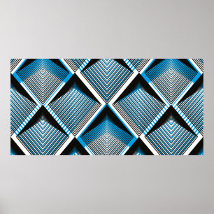 Poster Geometric blue stripy overlay seamless pattern, br