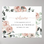 Poster Geometric Dusty Rose Engagement Party Welcome<br><div class="desc">This geometric dusty rose engagement party welcome poster is perfect for a rustic engagement celebration. The design features elegant watercolor dusty roses and green foliage, neatly assembled into beautiful bouquets, adorning a charming geometric frame. Make this poster your own by adding the name of the bride and groom, and the...</div>