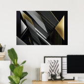 Poster Geometric Elegance Gold & Black (Bureau à domicile)