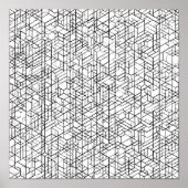Poster Geometric Grid Coloring Page Decoupage Template (Devant)