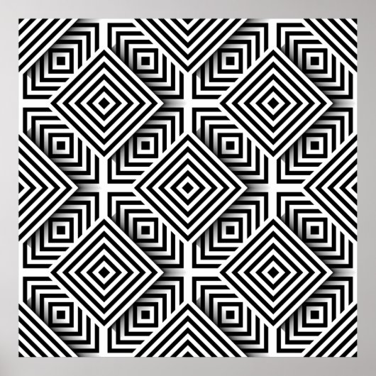 Poster Geometric pattern. Black and white. Squares and st (Devant)