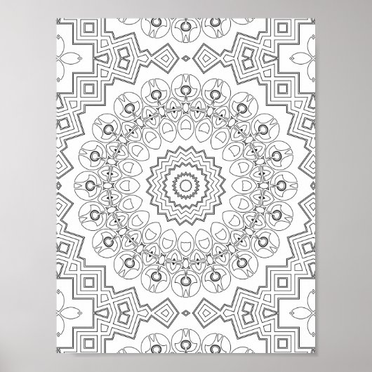 Poster Geometric Petal Ring Coloring Page Artwork Design (Devant)