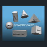Poster Geometric Solids  *UPDATED*<br><div class="desc">Math classroom poster identifying common geometric solids.  Geometric solids featured on the poster include spheres,  cylinders,  cones,  pyramids,  cubes,  and rectangular prisms.  *UPDATED*</div>