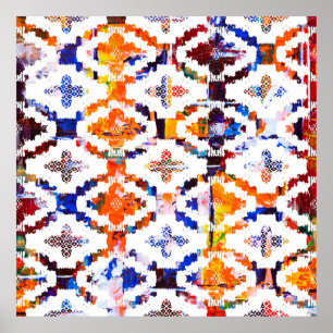 Poster Geometric texture pattern with watercolor effectab