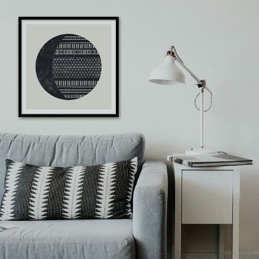 Poster Geometric Tribal Pattern Eclipse Moon Art Print