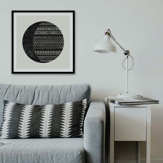 Poster Geometric Tribal Pattern Eclipse Moon Art Print