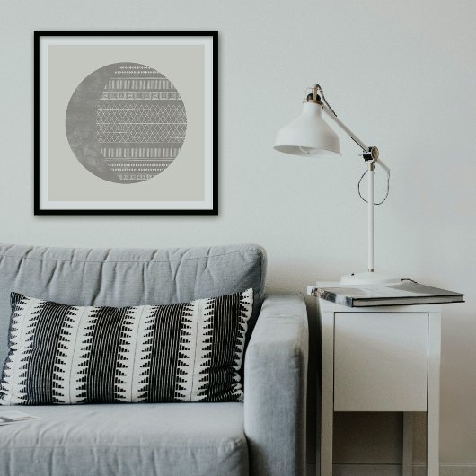 Poster Geometric Tribal Pattern Eclipse Moon Art Print