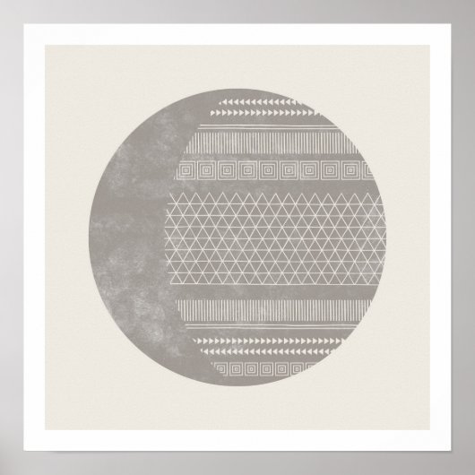 Poster Geometric Tribal Pattern Eclipse Moon Art Print (Devant)