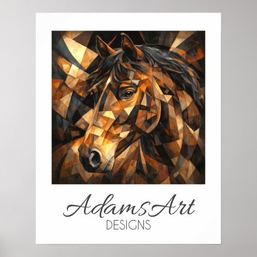 Poster Geometric Wild Horse Abstract Art (Devant)