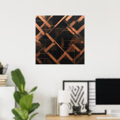 Poster Géométrie ambre nocturne (Bureau à domicile)