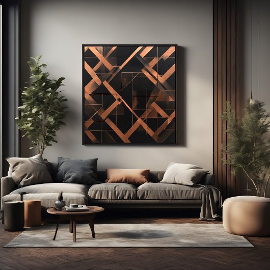 Poster Géométrie ambre nocturne