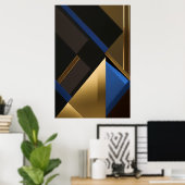 Poster Géométrie Bleue et Or (Bureau à domicile)