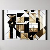 Poster Géométrie Cubiste Abstraite Moderne Or (Devant)
