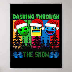 Poster Géométrie Dashant à travers la neige Jeu de dash d