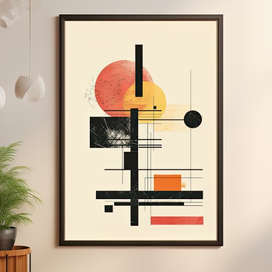 Poster Géométrie de coucher de soleil moderne du milieu d