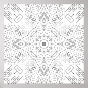 Poster Géométrie de Mandala en Cristal à Facettes Art de