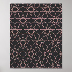 Poster Géométrie d'étoile quintuple en charbon de bois et