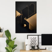 Poster Géométrie dorée abstraite (Bureau à domicile)
