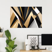 Poster Géométrie Dorée Luxueuse (Bureau à domicile)