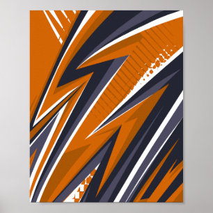 Poster Géométrie dynamique en orange, noir, gris et blanc