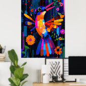 Poster Géométrie expressionniste Colibri - Art Vibrant (Bureau à domicile)