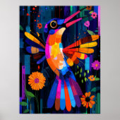 Poster Géométrie expressionniste Colibri - Art Vibrant (Devant)