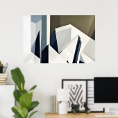 Poster Géométrie Facettée Minimaliste (Bureau à domicile)