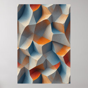 Poster Géométrie fissurée : Abstrait sculptural