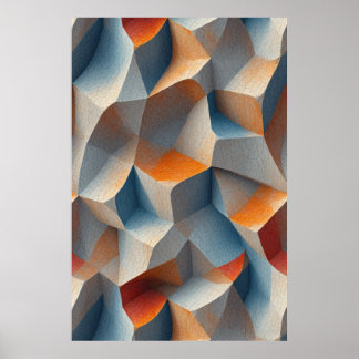 Poster Géométrie fissurée : Abstrait sculptural