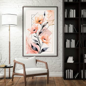 Poster Géométrie Fleurie Rose