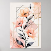 Poster Géométrie Fleurie Rose (Devant)