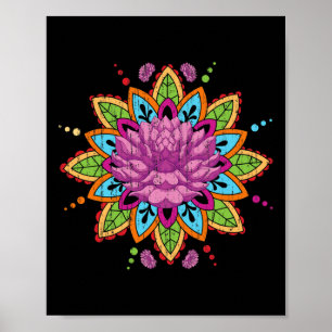 Poster Géométrie fractale de Pilates Fleur Épanouie Art Y