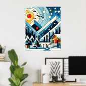 Poster Géométrie hivernale Abstraite (Bureau à domicile)