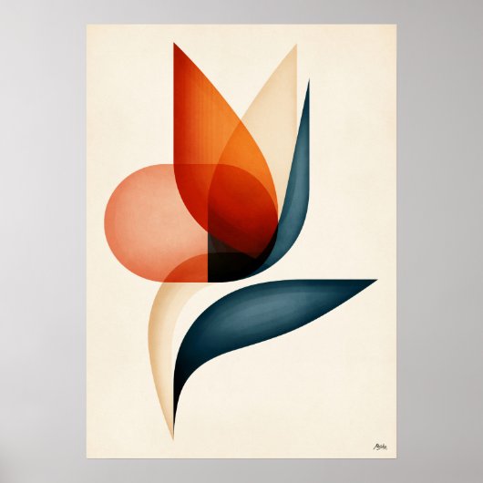 Poster Géométrie Japandi de l'oiseau de paradis (Devant)