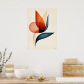 Poster Géométrie Japandi de l'oiseau de paradis (Cuisine)