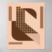 Poster Géométrie marron avec grille blanche sur fond beig (Devant)
