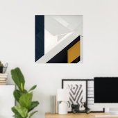Poster Géométrie Moderne Navy Blanc Or Couches (Bureau à domicile)