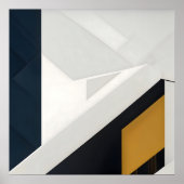 Poster Géométrie Moderne Navy Blanc Or Couches (Devant)