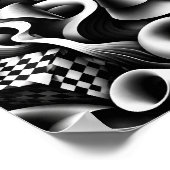 Poster Géométrie monochrome hypnotique – Illusion optique (Coin)