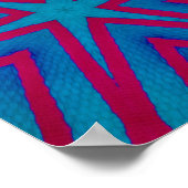 Poster Géométrie rouge étoile et bleu (Coin)