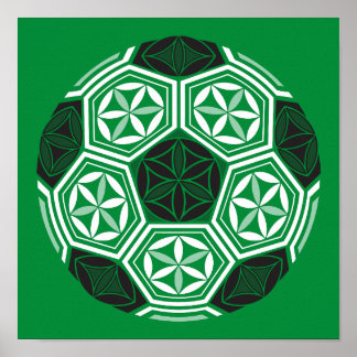 Poster géométrie sacrée du soccer vert