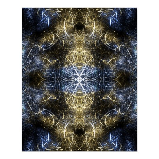 Poster Géométrie sacrée fractale Art Plasma Doré (Devant)