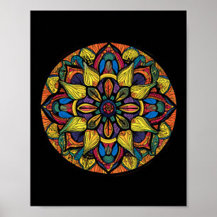Poster Géométrie sacrée Mandala Motif floral abstrait