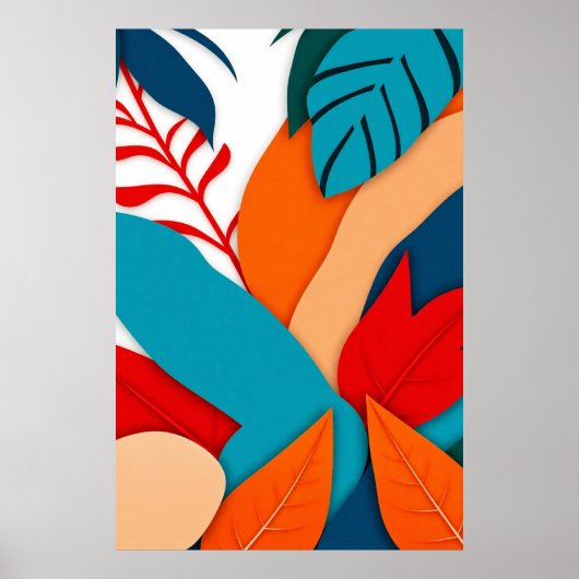 Poster Géométrie tropicale : Collage numérique gras et dy (Devant)