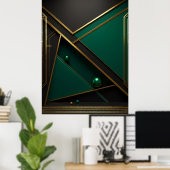 Poster Géométrie verte et Gold (Bureau à domicile)