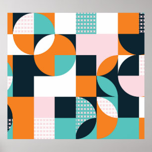 Poster Géométrique Abstraite : Effet 3D coloré.