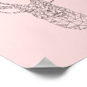 Poster géométrique du cerf de quartz rose -couleur (Coin)