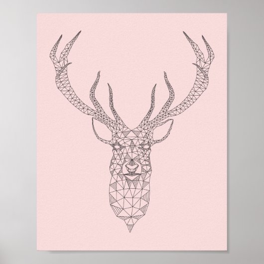 Poster géométrique du cerf de quartz rose -couleur (Devant)